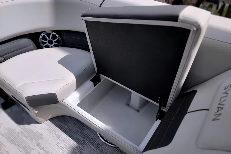 Slide: The Image of 2026 Sylvan G3 CLZ DH boat seat with open storage compartment. - 25
