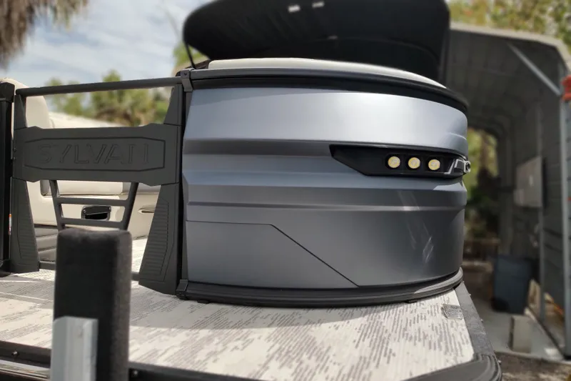 Slide: The Image of 2026 Sylvan G3 CLZ DH boat with sleek design and modern lighting features. - 3