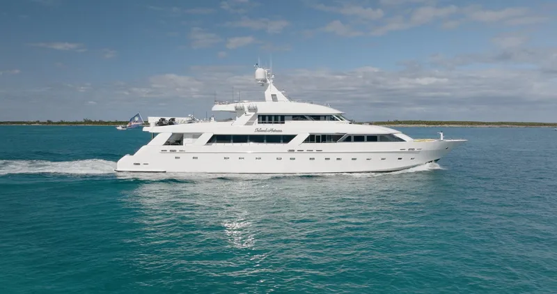 The Image of Luxury yacht cruising on blue ocean, Cheoy Lee 145 Global Series, 1996 model. - 0