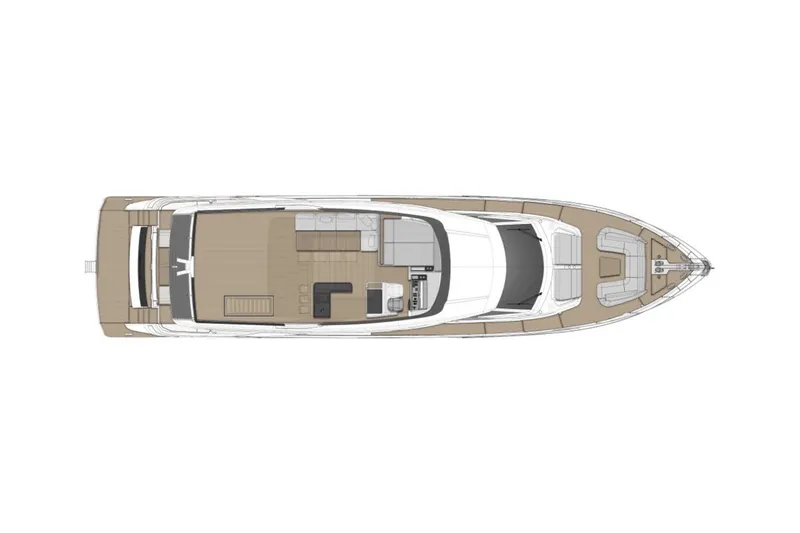 Slide: The Image of Top view layout of 2023 Ferretti Yachts 860, showcasing spacious deck design. - 57