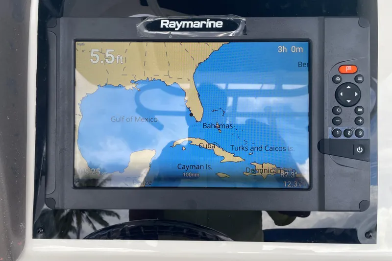 Slide: The Image of Raymarine GPS display on 2009 Boston Whaler 280 Outrage, showing Gulf of Mexico map. - 12