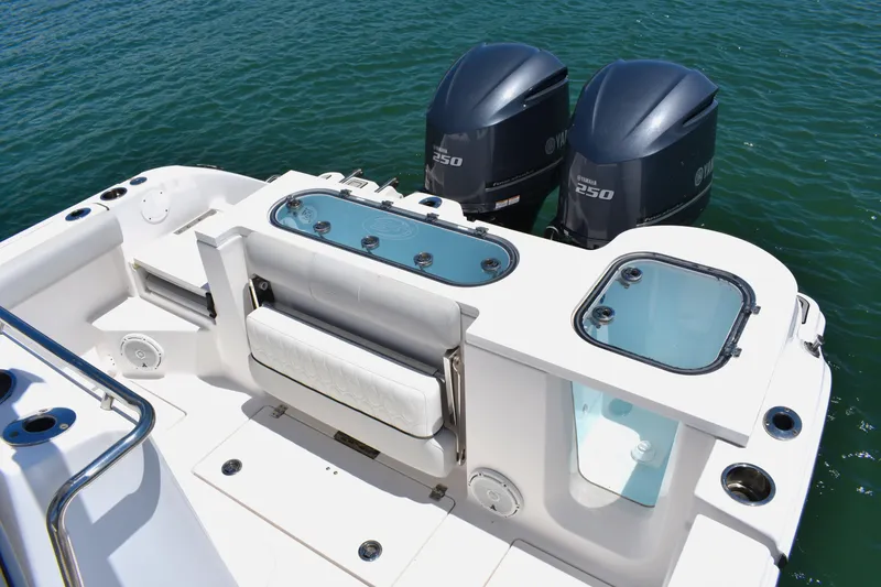 Slide: The Image of 2020 Sea Fox 288 Commander boat with dual Yamaha engines on a sunny day. - 26
