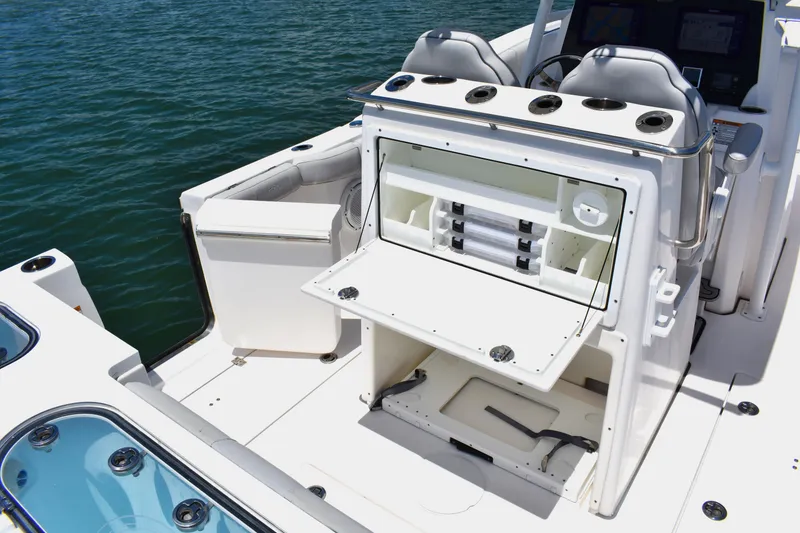 Slide: The Image of 2020 Sea Fox 288 Commander boat interior with fishing station and seating. - 29