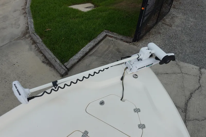 Slide: The Image of 2015 Key West 230 Bay Reef boat with Minn Kota trolling motor on deck. - 26