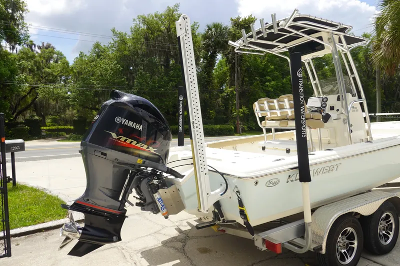 Slide: The Image of 2015 Key West 230 Bay Reef boat with Yamaha outboard motor on trailer. - 5