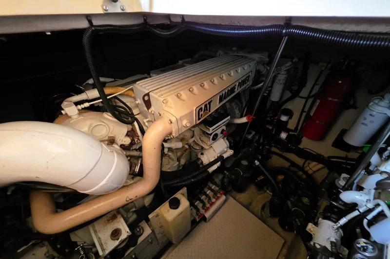 Slide: The Image of Engine room of 1999 Sea Ray Sundancer 540 with CAT Marine Power engine. - 16