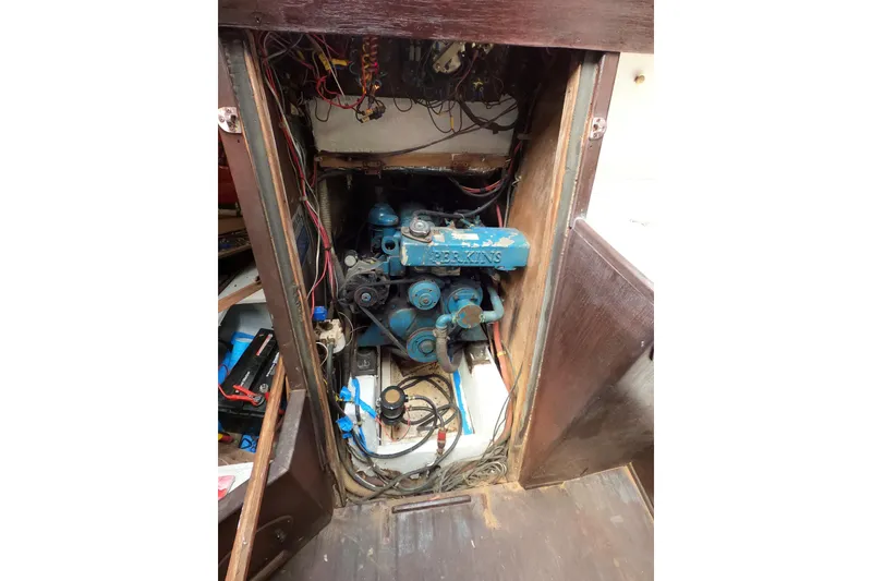 Slide: The Image of Engine compartment of a 1980 Morgan 382 sailboat with Perkins engine. - 22