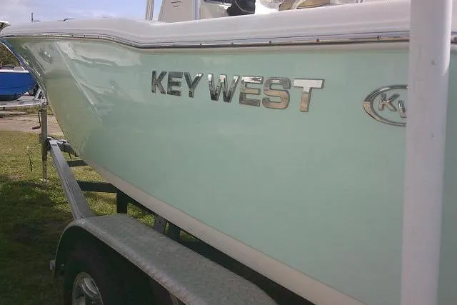 Slide: The Image of 2017 Key West 203 FS boat on trailer, side view. - 15