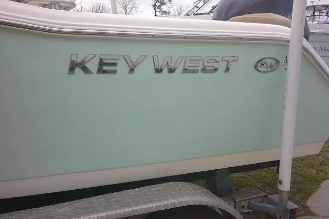 Slide: The Image of 2017 Key West 203 FS boat side view on trailer. - 7
