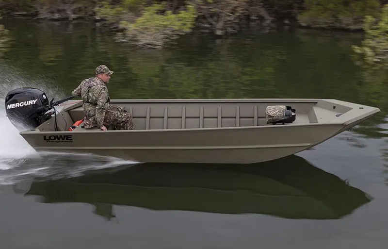 Slide: The Image of Manufacturer Provided Image: 2014 Lowe Roughneck 1756 boat speeding on water with Mercury outboard motor. - 24