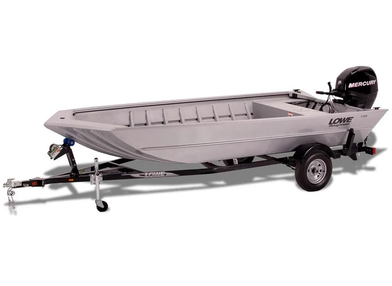 Slide: The Image of Manufacturer Provided Image: 2014 Lowe Roughneck 1756 aluminum fishing boat on trailer with Mercury outboard motor. - 25