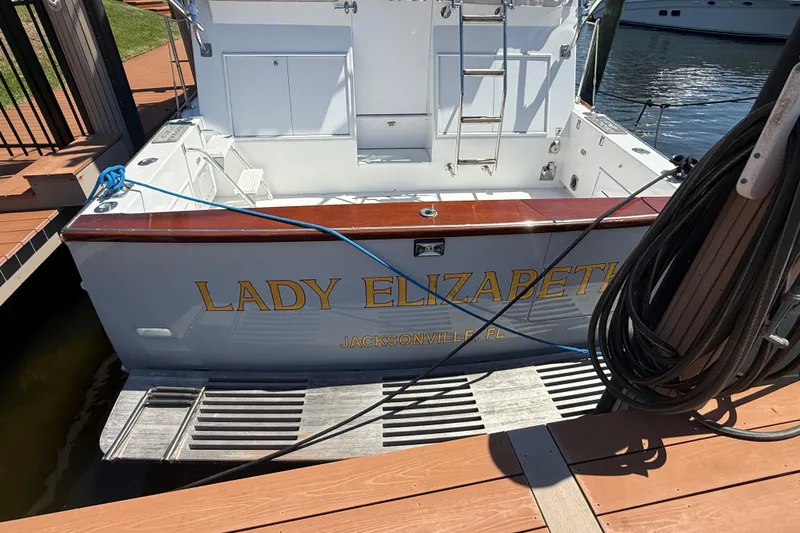 Slide: The Image of Huckins Atlantic 44 yacht "Lady Elizabeth" docked in Jacksonville, FL, 2006 model. - 19