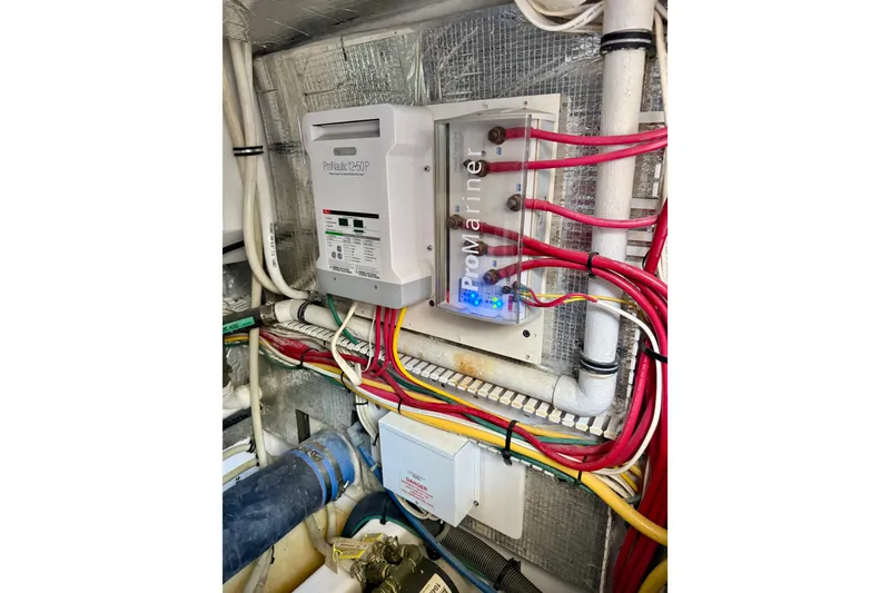 Slide: The Image of Electrical system of a 2006 Huckins Atlantic 44 boat with ProMariner components. - 26