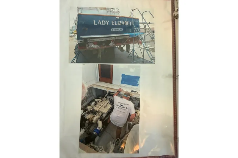 Slide: The Image of 2006 Huckins Atlantic 44 yacht "Lady Elizabeth" maintenance and engine inspection. - 51