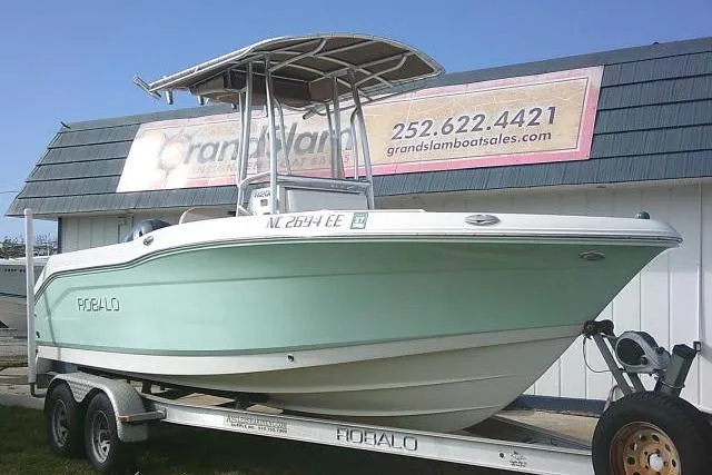 Slide: The Image of 2016 Robalo R200 Center Console boat on trailer at dealership. - 3