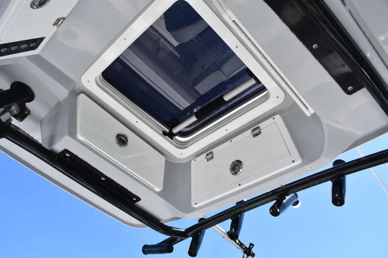 Slide: The Image of 2021 Sea Fox 268 Commander boat hatch and storage compartments, viewed from below. - 36