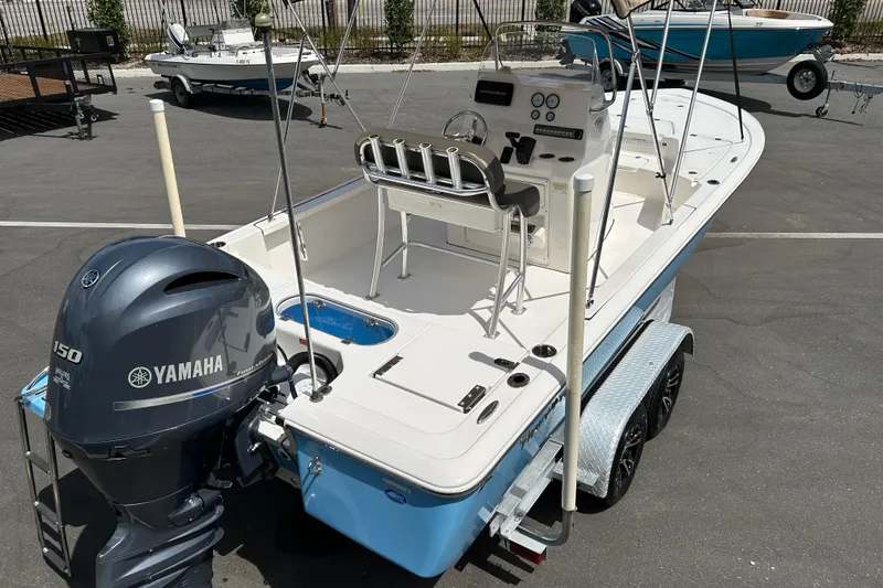 Slide: The Image of 2020 Tidewater 2110 Bay Max boat with Yamaha 150 engine on trailer. - 7