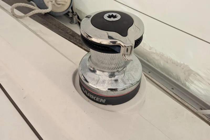 Slide: The Image of Harken winch on 2007 Elan Impression 434 sailboat deck. - 13