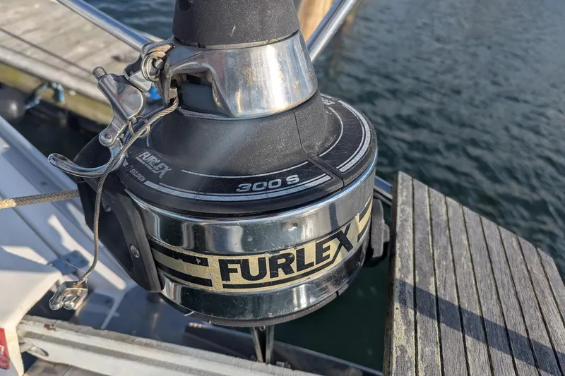 Slide: The Image of Furlex 300S sailboat furler on 2007 Elan Impression 434, dockside view. - 44