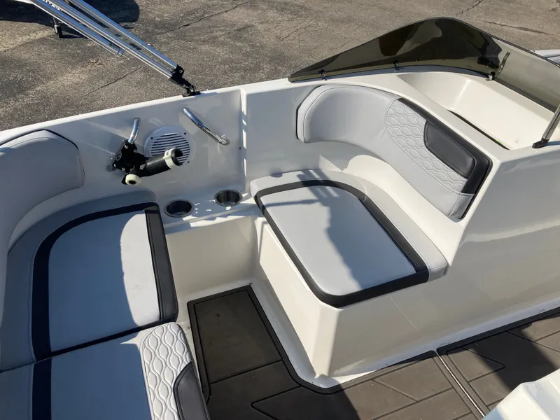 Slide: The Image of Interior of Bayliner Element M17 boat, 2022 model. - 14