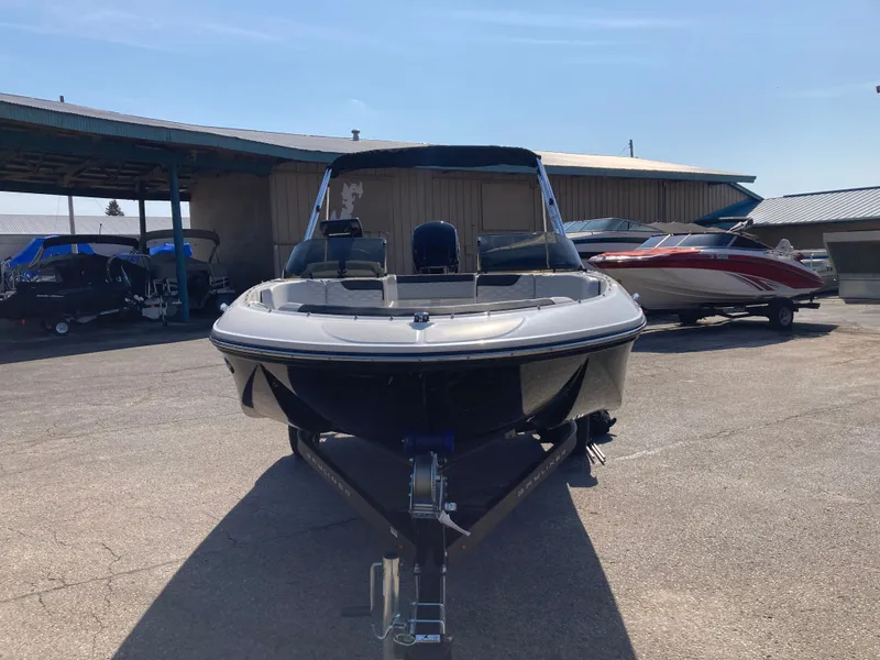 Slide: The Image of 2022 Bayliner Element M17 boat on a trailer. - 6