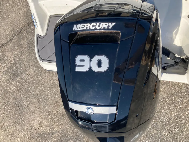 Slide: The Image of Mercury 90 HP outboard motor on Bayliner Element M17, 2022. - 9