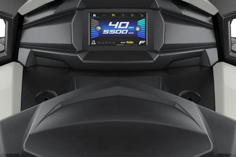 Slide: The Image of Dashboard of 2026 Yamaha WaveRunner VX Cruiser HO displaying speed and RPM. - 2