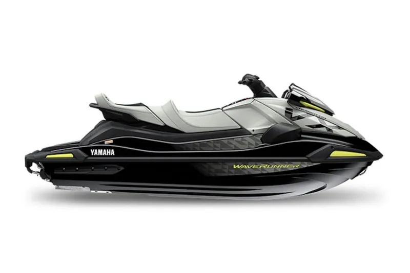 Slide: The Image of 2026 Yamaha WaveRunner VX Cruiser HO, sleek black design, side view. - 22