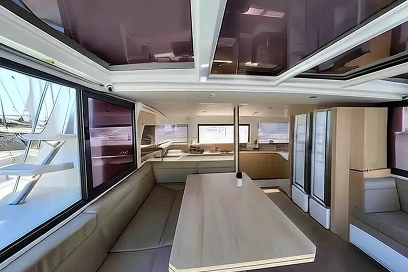 Slide: The Image of Spacious interior of 2019 Bali 4.3 catamaran with modern design and ample seating. - 3