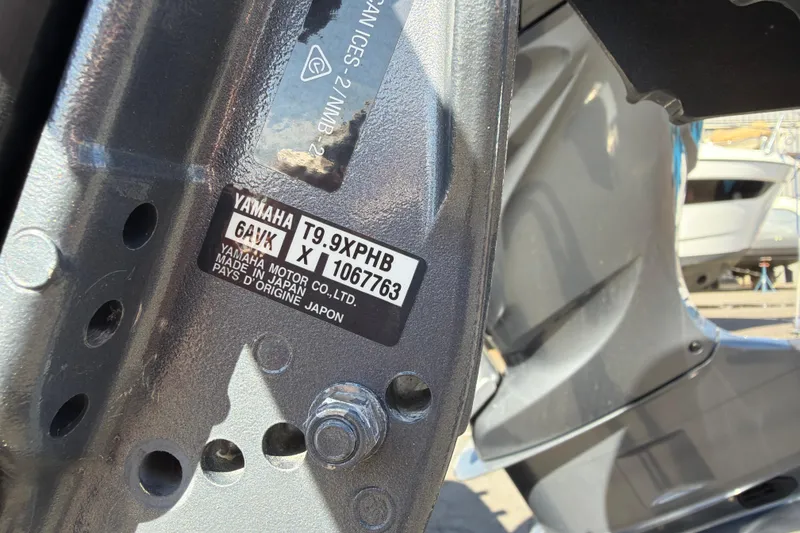 Slide: The Image of Close-up of Yamaha motor label on 2023 Cutwater C-248 Coupe boat. - 30