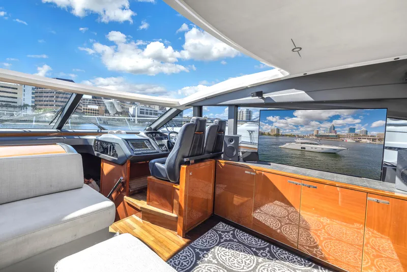 Slide: The Image of Interior of a 2013 Princess V57 yacht with modern design. - 13