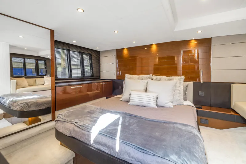 Slide: The Image of Luxurious bedroom on the Princess V57 yacht, year 2013. - 20