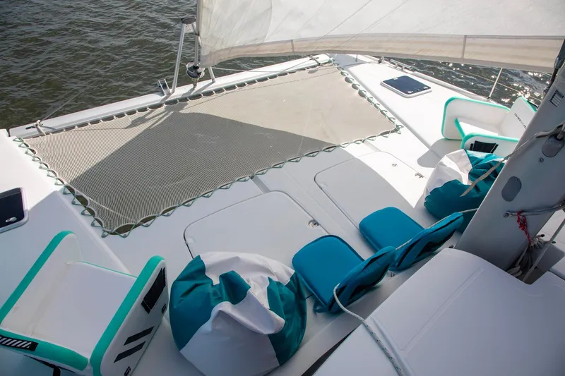 Slide: The Image of Luxurious deck of 2018 Fountaine Pajot Helia 44 Evolution catamaran with comfortable seating. - 12