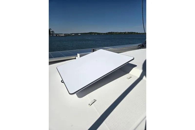 Slide: The Image of 2018 Fountaine Pajot Helia 44 Evolution catamaran with solar panels on deck. - 39