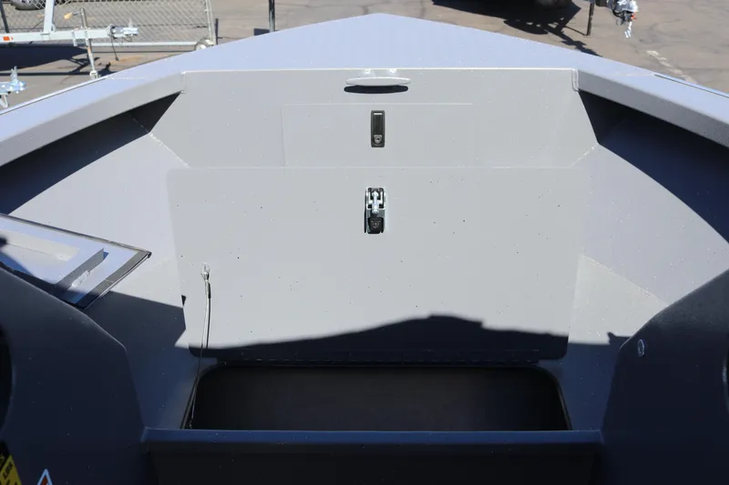 Slide: The Image of Interior view of 2026 Alumaweld Stryker 202 boat, showcasing storage compartment. - 27