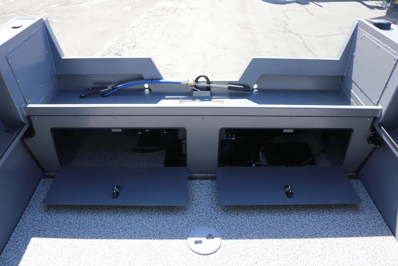 Slide: The Image of 2026 Alumaweld Stryker 202 boat interior with storage compartments open. - 30