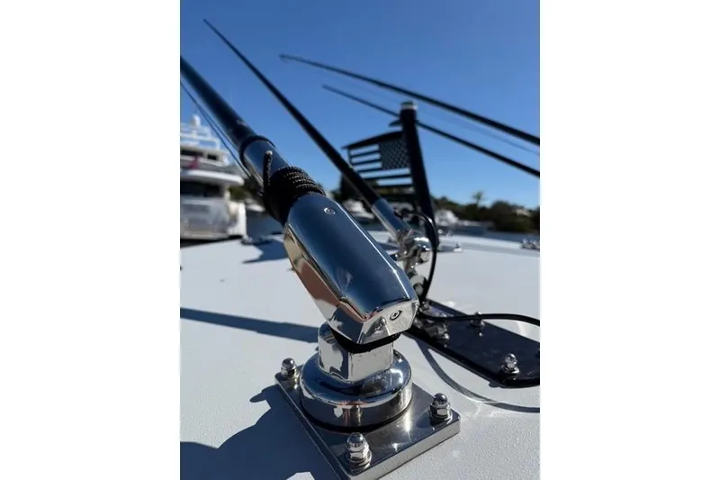 Slide: The Image of Close-up of a 2026 Orion 29 boat antenna on a sunny day. - 24