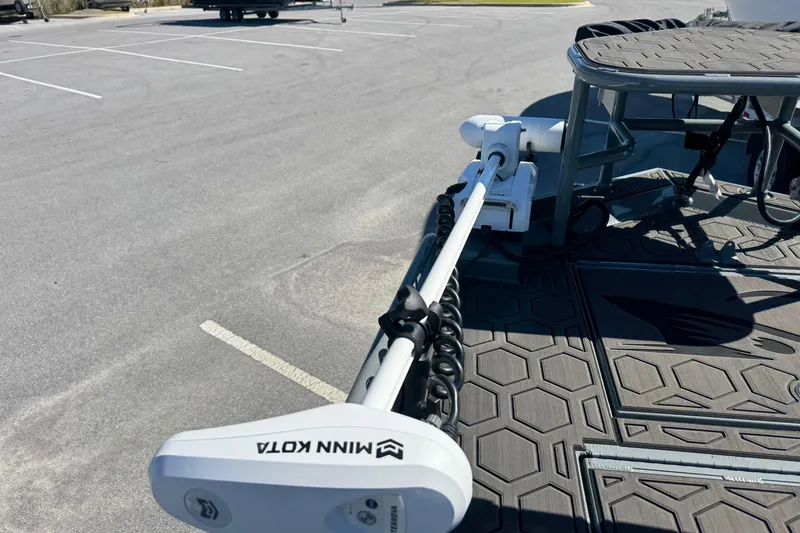 Slide: The Image of Boat deck with Minn Kota trolling motor on 2024 Prodigy 1960 Marsh Tuff. - 13