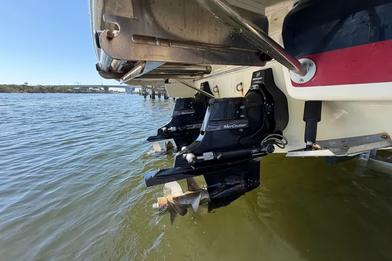 Slide: The Image of 2019 Chris-Craft Launch 30 boat with MerCruiser engines in water. - 21