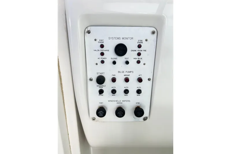 Slide: The Image of Control panel of the 1996 Hatteras 39 Sport Express. - 21