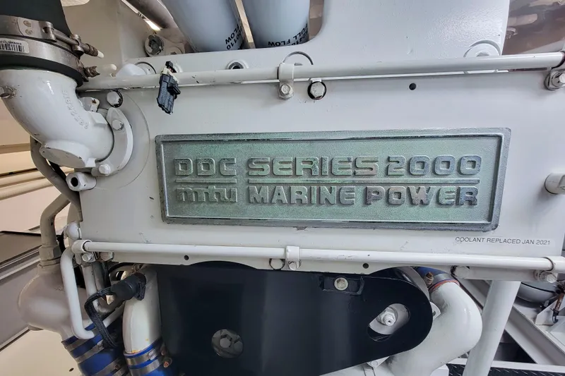 Slide: The Image of Engine of 2002 Viking 65 Enclosed Bridge, DDC Series 2000 MTU Marine Power. - 85