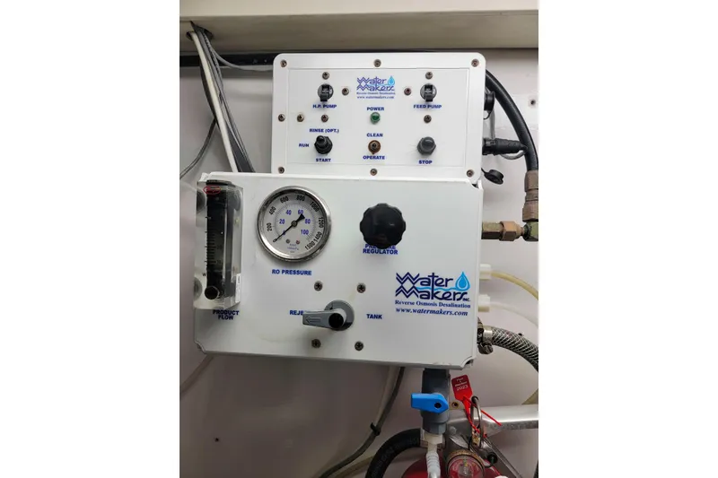 Slide: The Image of Reverse osmosis desalination system on 2002 Viking 65 Enclosed Bridge yacht. - 96