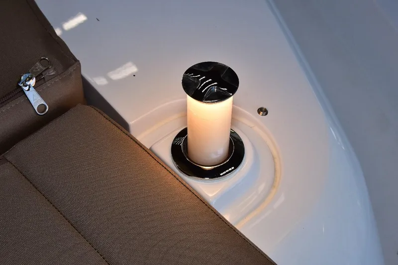 Slide: The Image of Sealine C430 #43 2022 boat interior detail with cushion and light fixture. - 30
