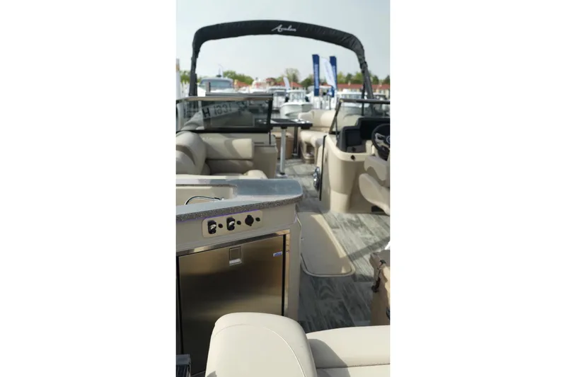 Slide: The Image of 2022 Avalon Catalina Platinum Cruise boat interior with luxurious seating and modern amenities. - 46