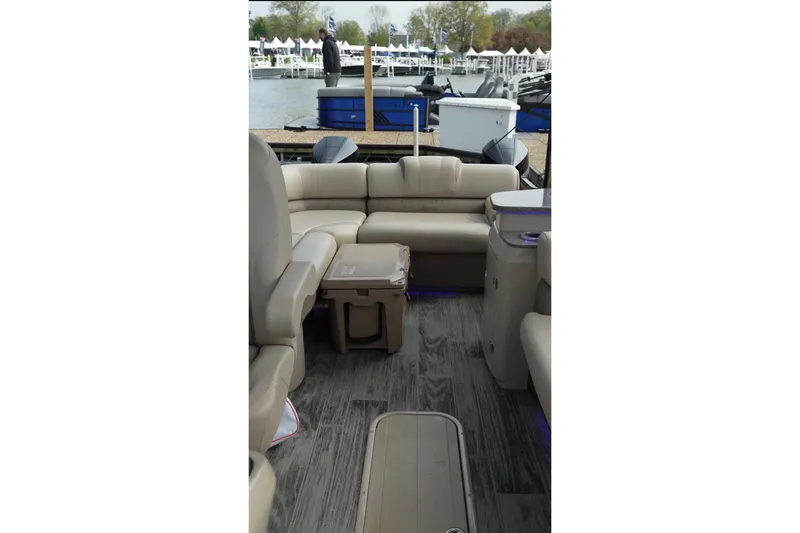 Slide: The Image of 2022 Avalon Catalina Platinum Cruise interior with luxurious seating and modern design. - 48