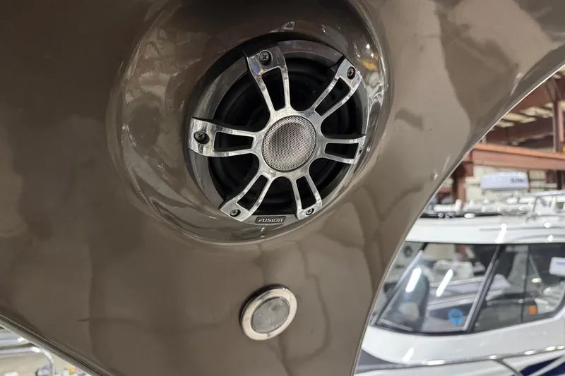 Slide: The Image of Close-up of a 2022 Avalon Catalina Platinum Cruise boat speaker system. - 19