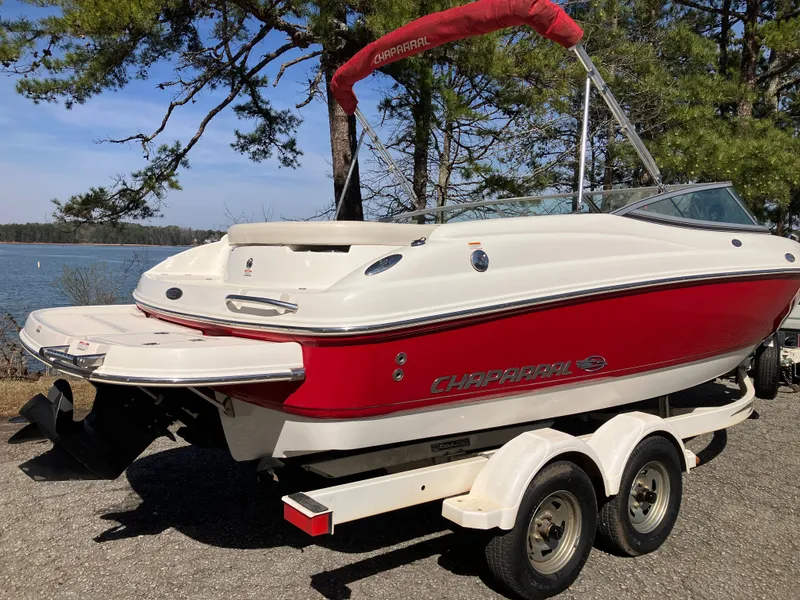 Slide: The Image of 2008 Chaparral 204 SSi boat parked by the lakeside. - 5