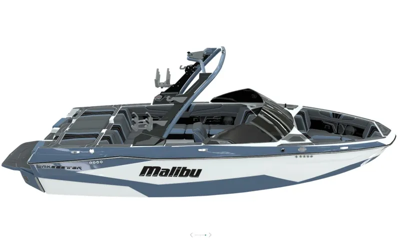 Slide: The Image of 2026 Malibu Wakesetter 22 LSV boat in blue and white. - 8