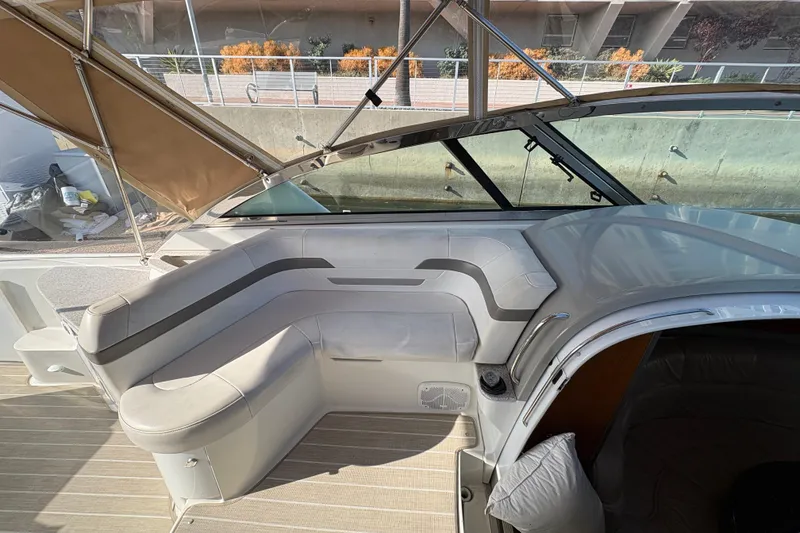 Slide: The Image of 2004 Formula 41 Performance Cruiser interior with beige seating and canopy. - 27