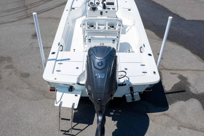 Slide: The Image of 2025 Frontier 2104 boat with Yamaha 150 engine, viewed from above. - 14
